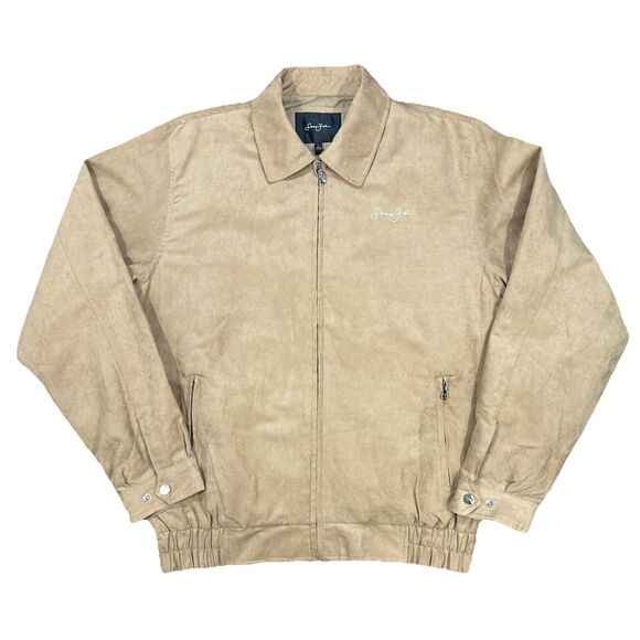Vintage Y2K Sean John Tan Brown Bomber Jacket Faux Suede Nubuck Mens Large - Picture 1 of 8